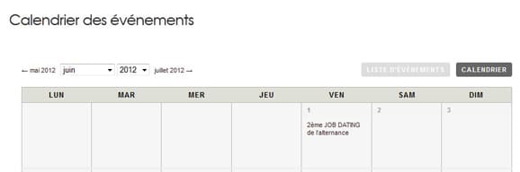 Organisation du calendrier des évènements