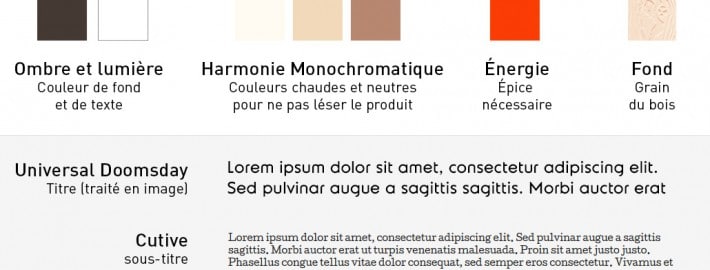 Couleurs et typo du site mille et une feuilles