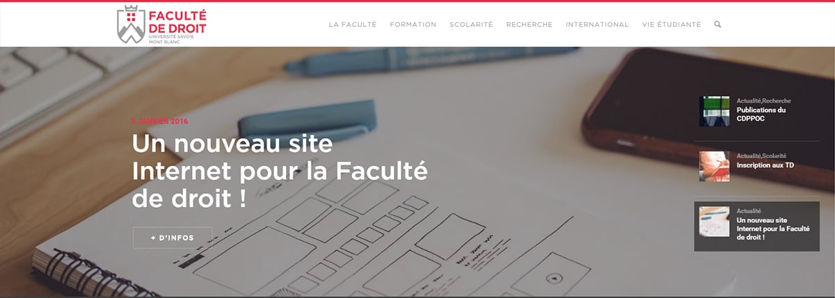 Nouveau site WordPress Faculté droit université Chambéry